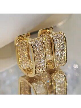 Gold Paved CZ Hoop Earrings